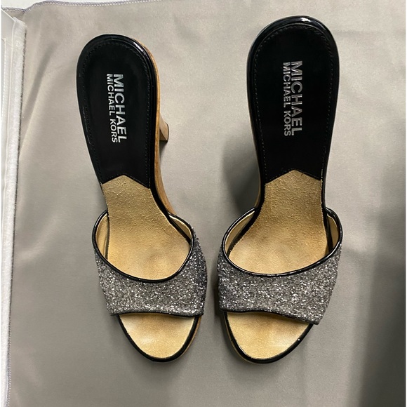 Michael Michael Kors Silver Glitter wood platform slide - Picture 5 of 5